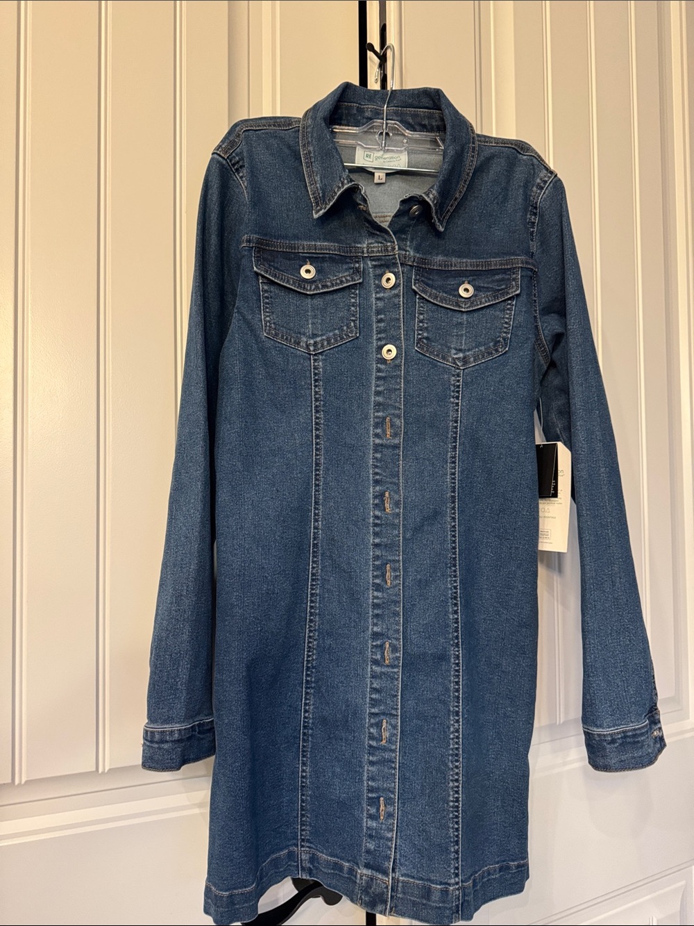 RE Generation  Blue Denim Button-Front Jacket Dress